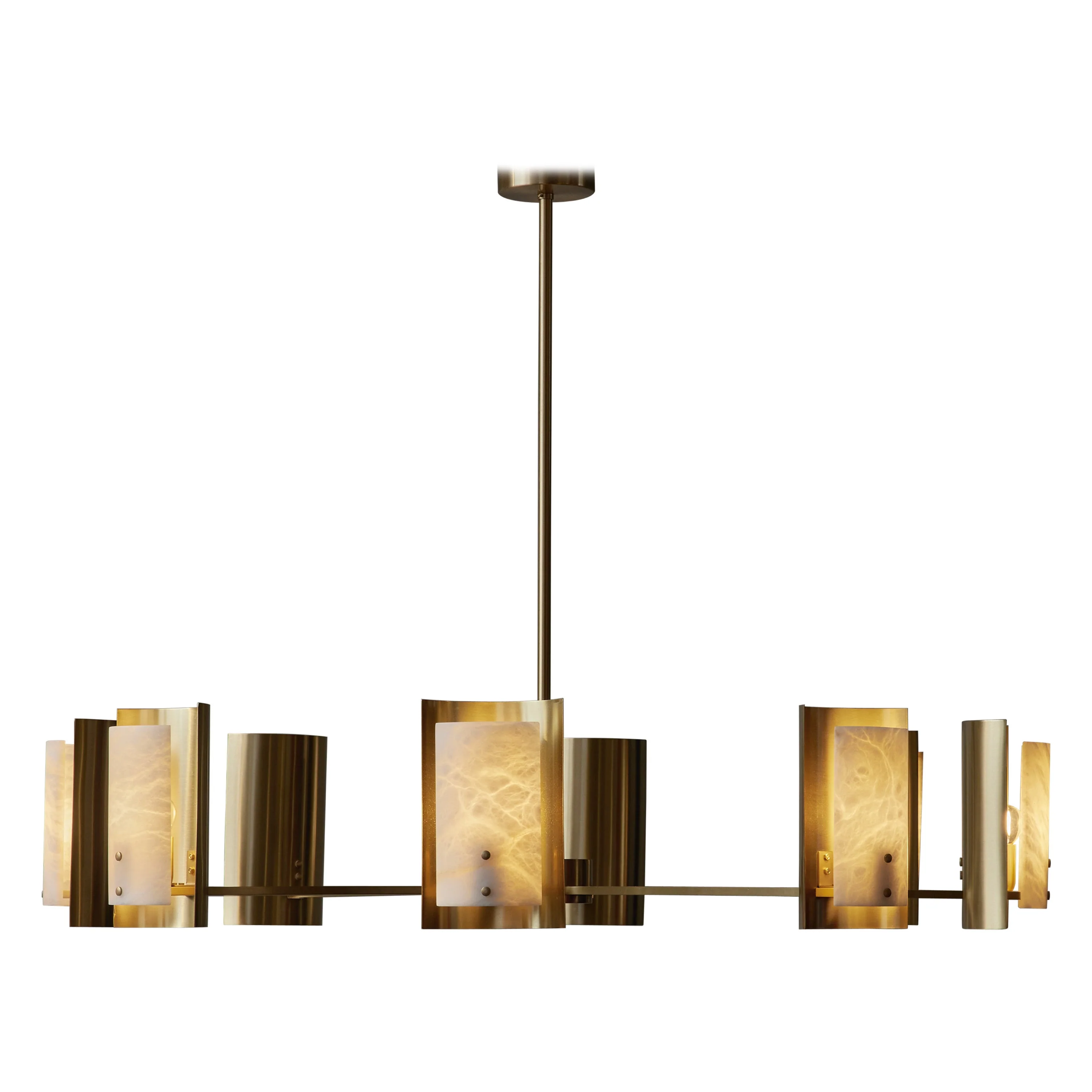 Brass and Alabaster Shield Chandelier - Image 3