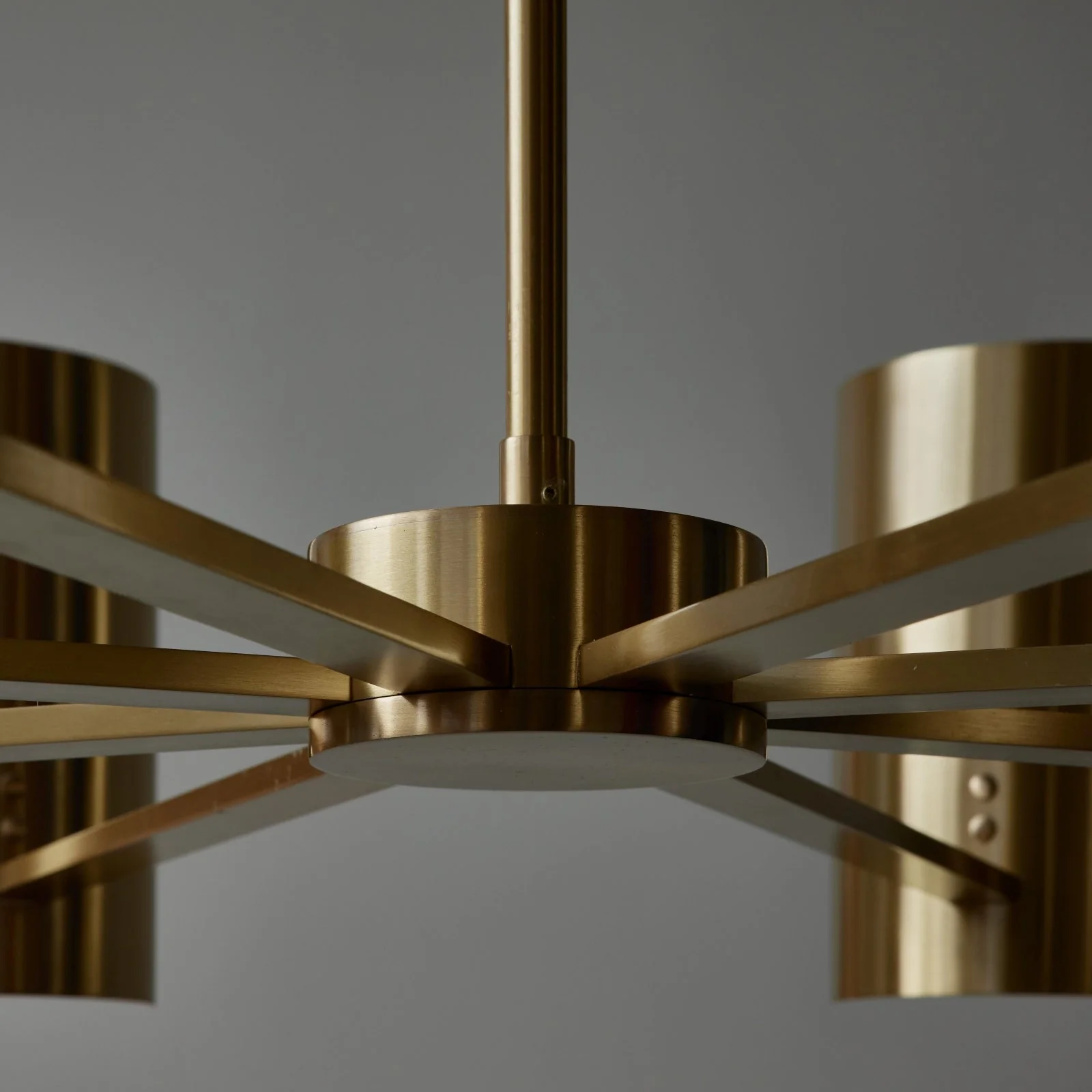 Brass and Alabaster Shield Chandelier - Image 4
