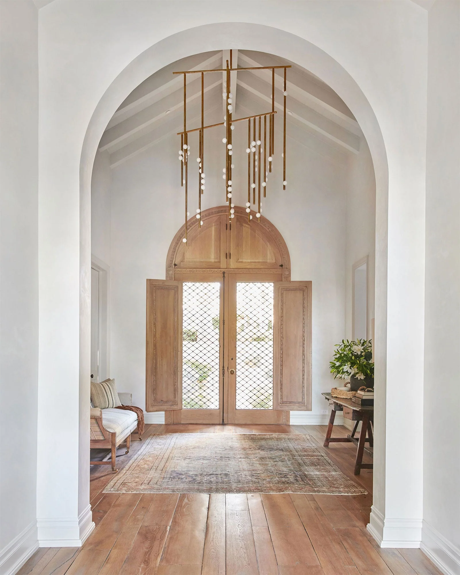 Brass Glass Drop Chandelier - Image 12
