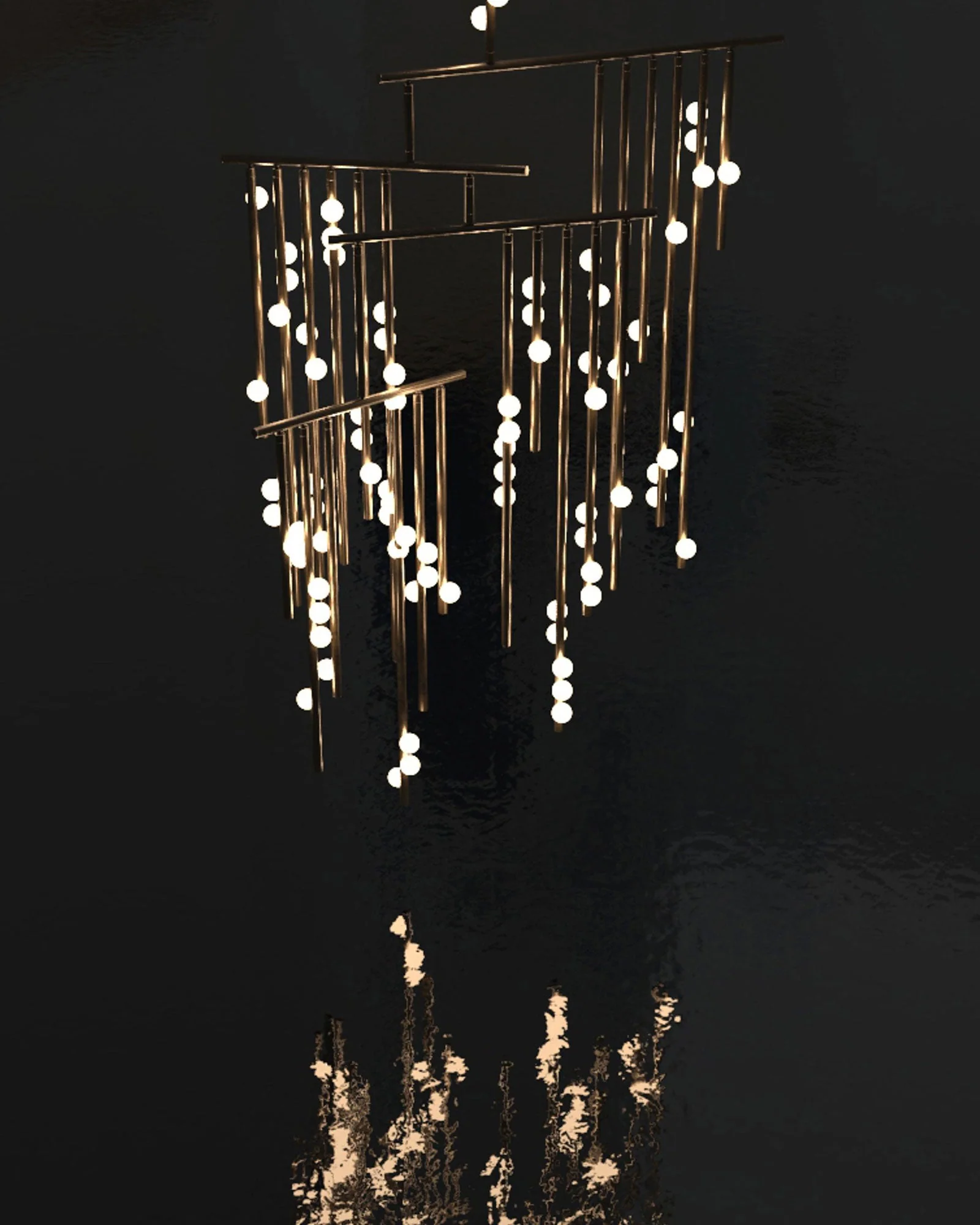 Brass Glass Drop Chandelier - Image 20