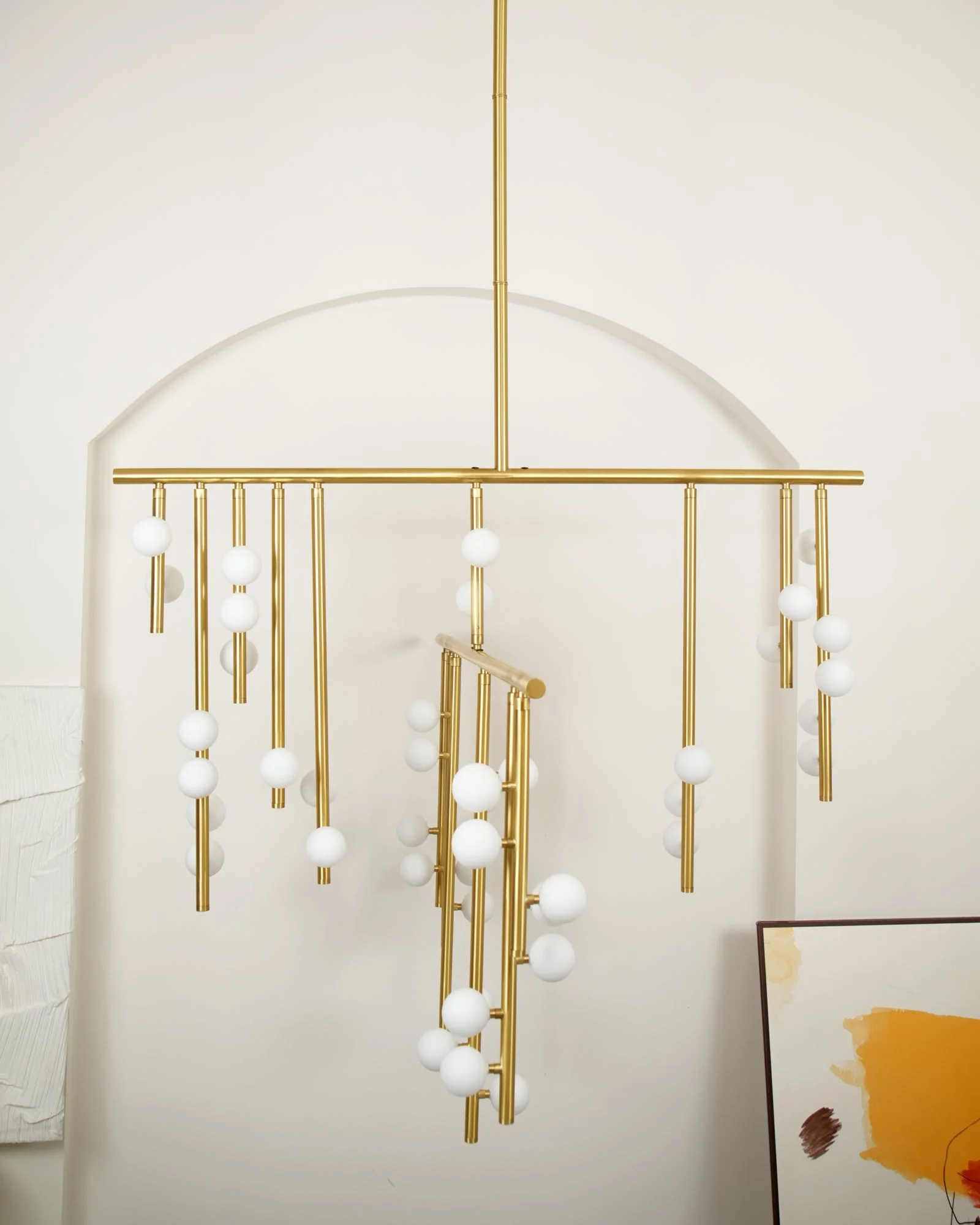Brass Glass Drop Chandelier - Image 25