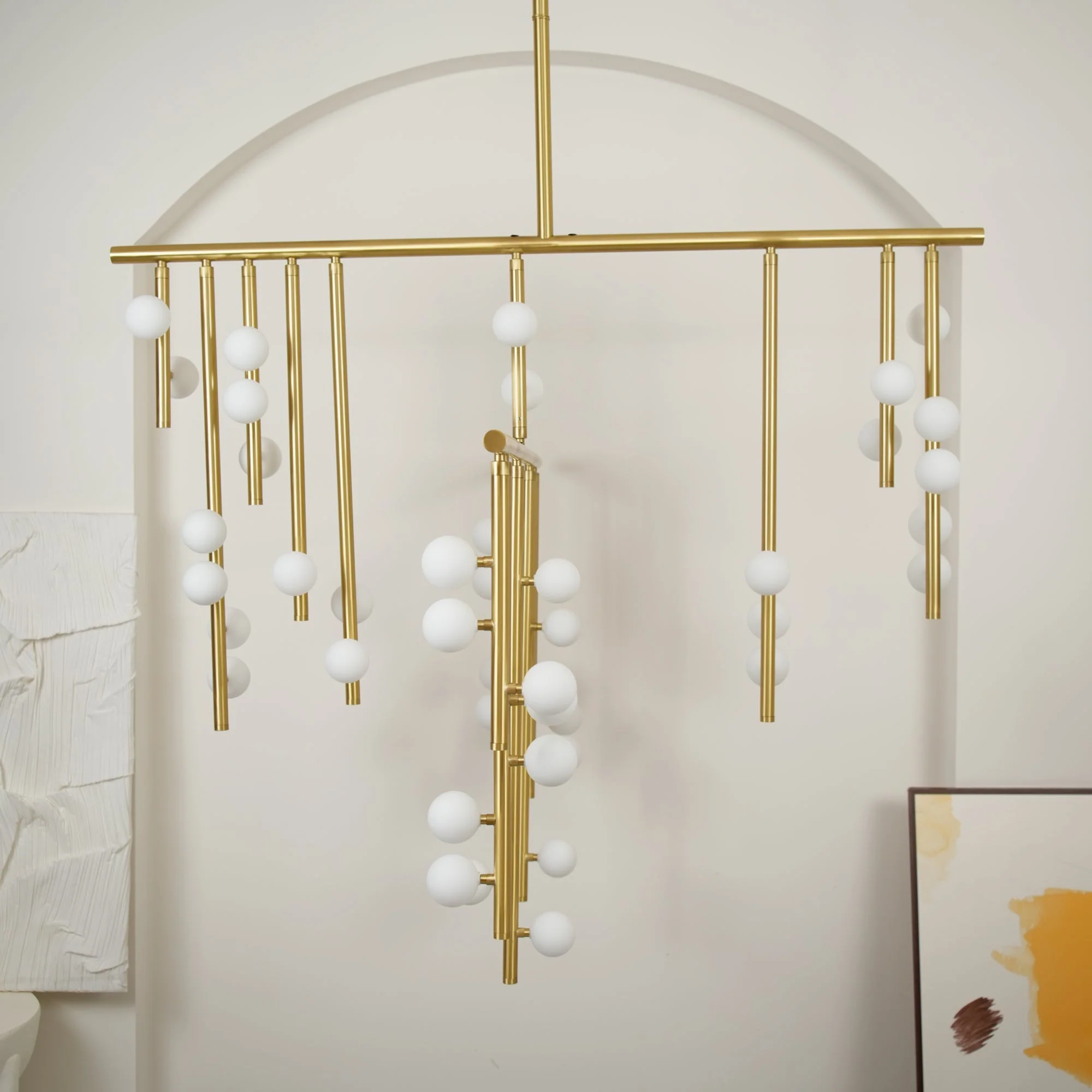Brass Glass Drop Chandelier - Image 26