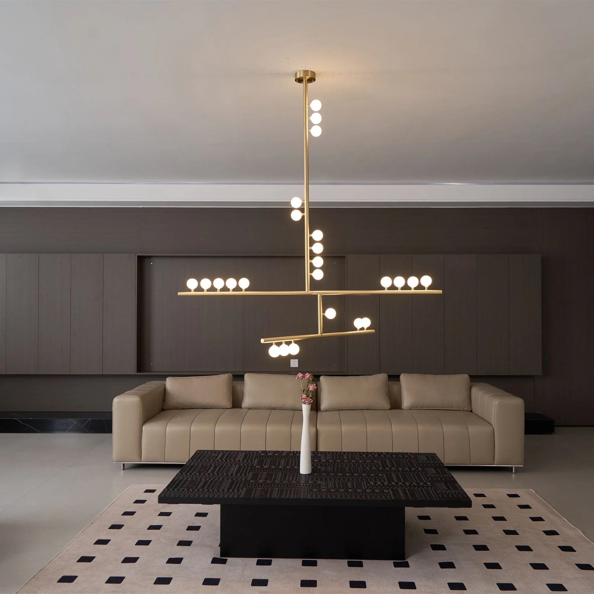 Brass Glass Drop Chandelier - Image 3