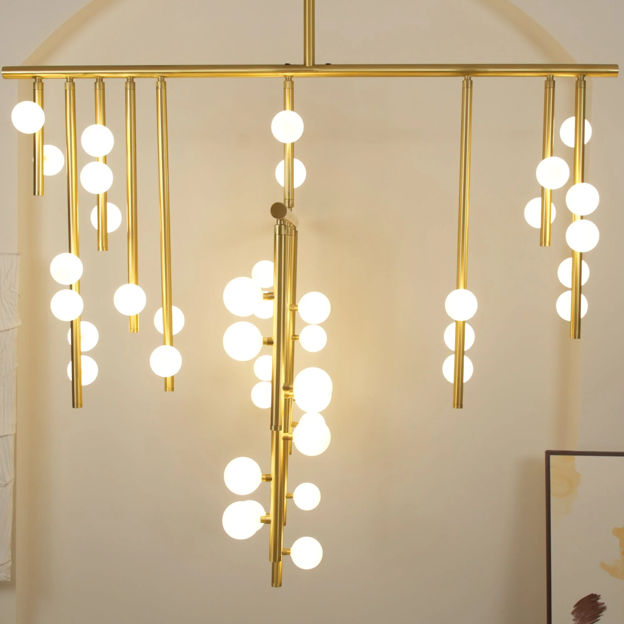 Brass Glass Drop Chandelier - Image 31