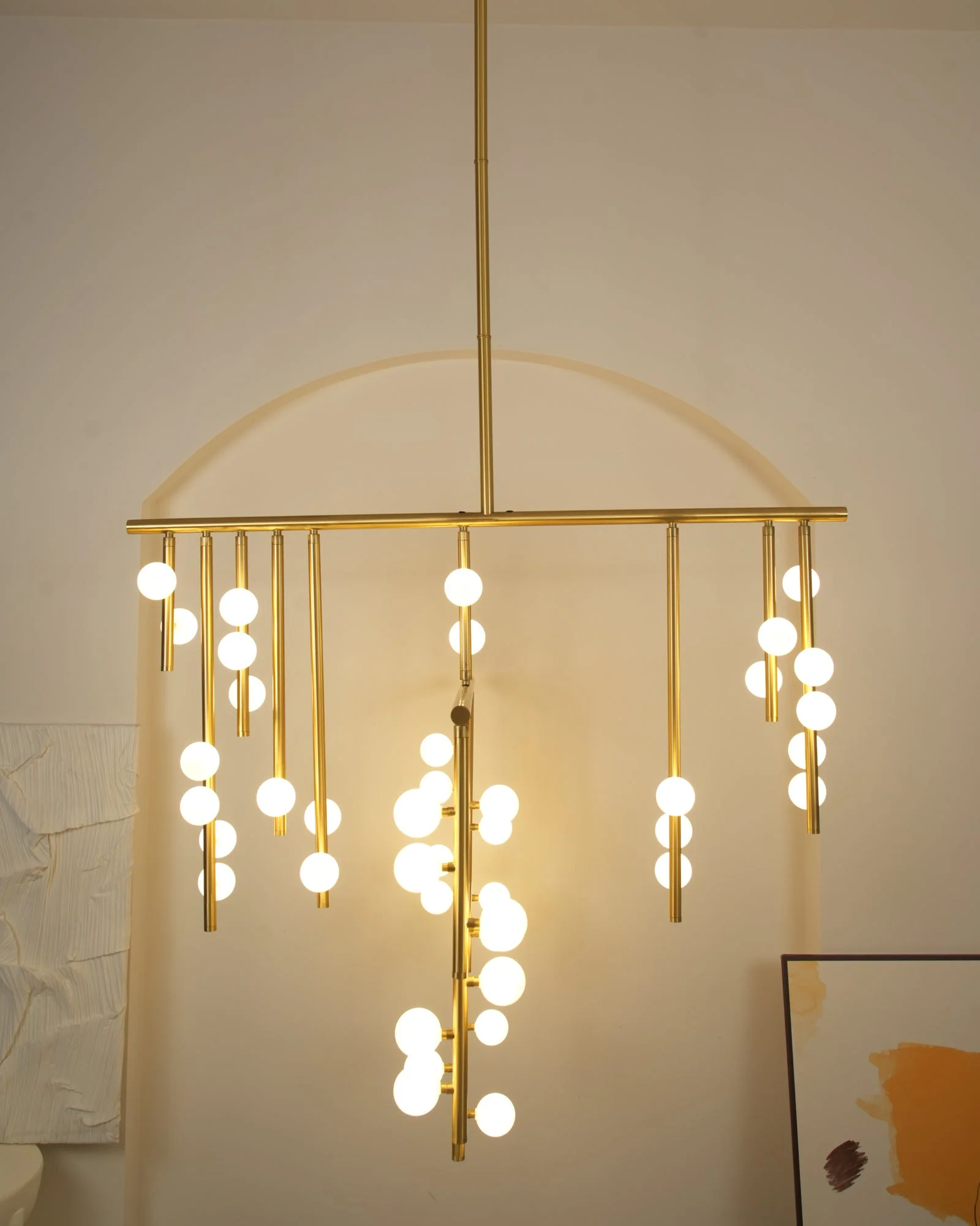Brass Glass Drop Chandelier - Image 33