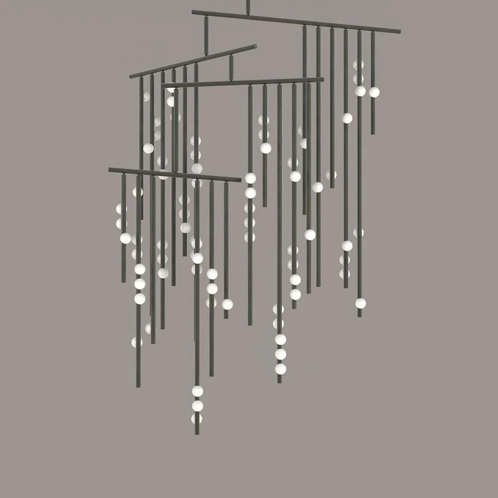 Brass Glass Drop Chandelier - Image 37
