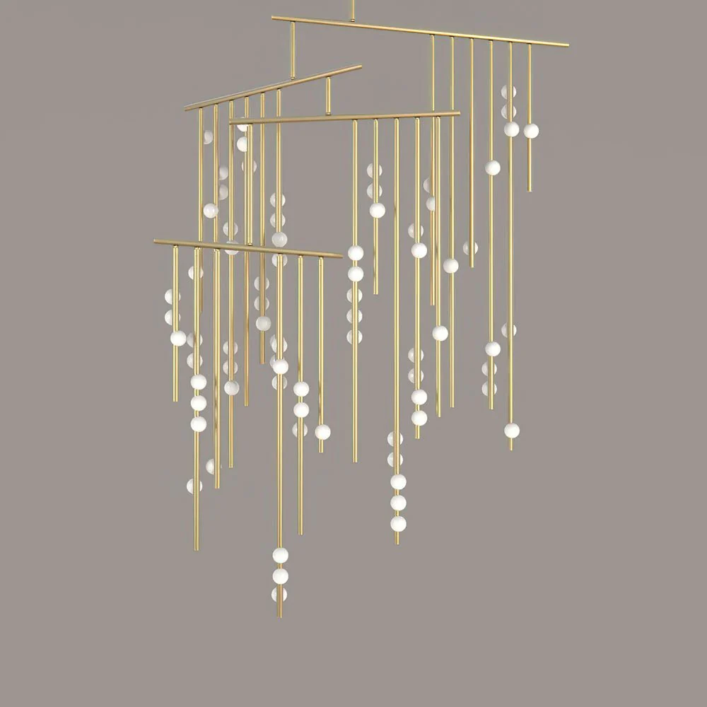 Brass Glass Drop Chandelier - Image 38
