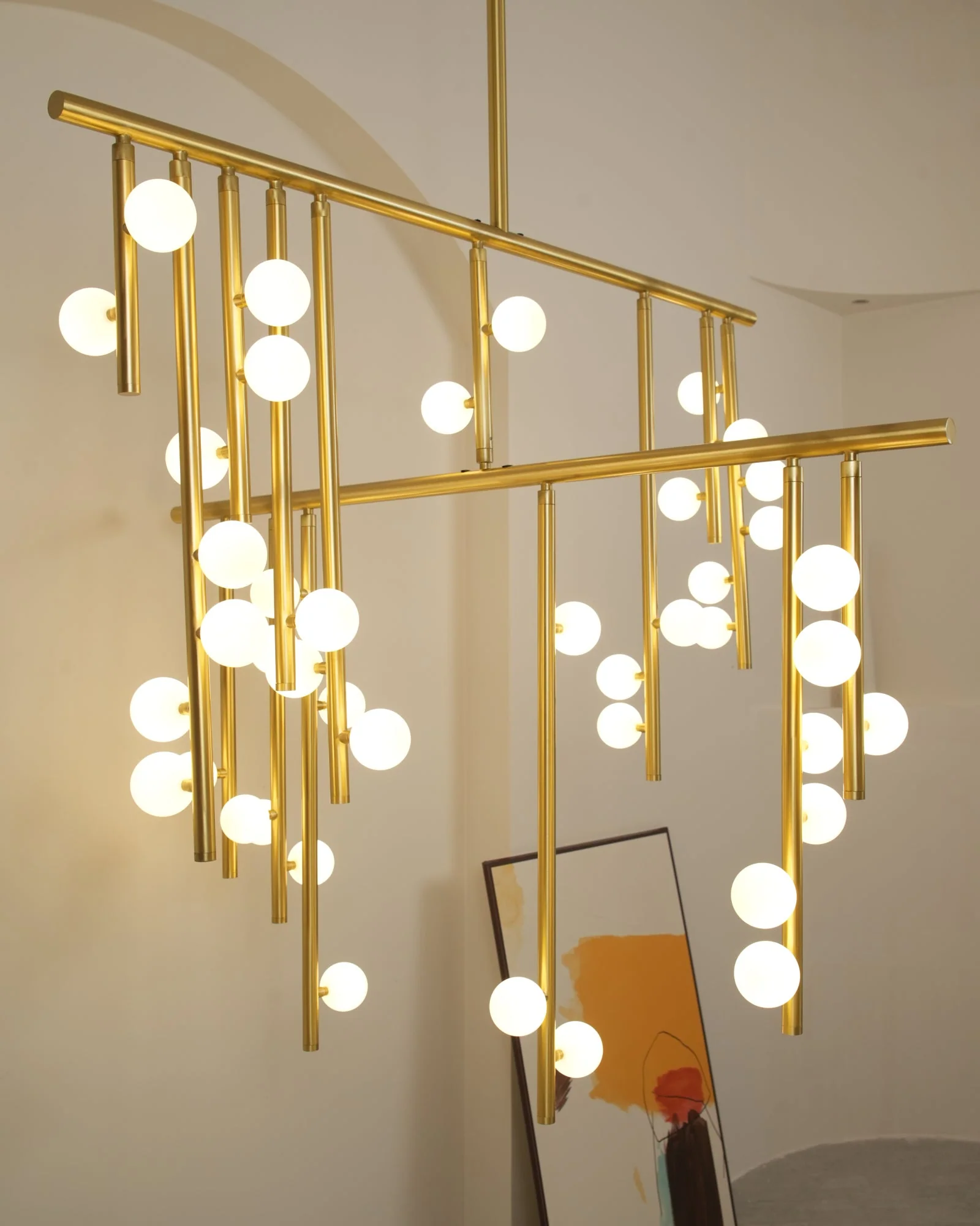 Brass Glass Drop Chandelier - Image 45