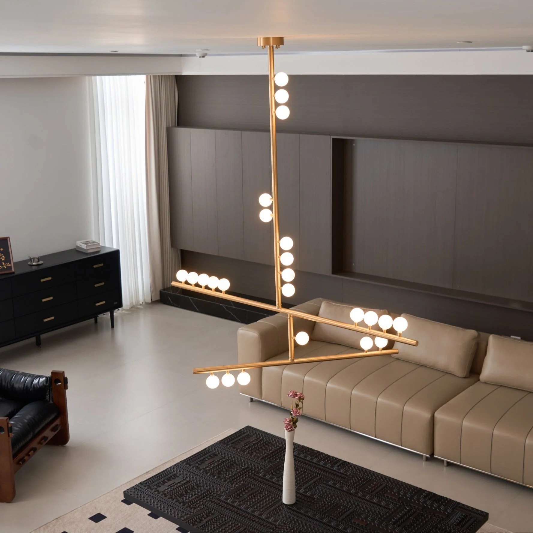 Brass Glass Drop Chandelier - Image 5