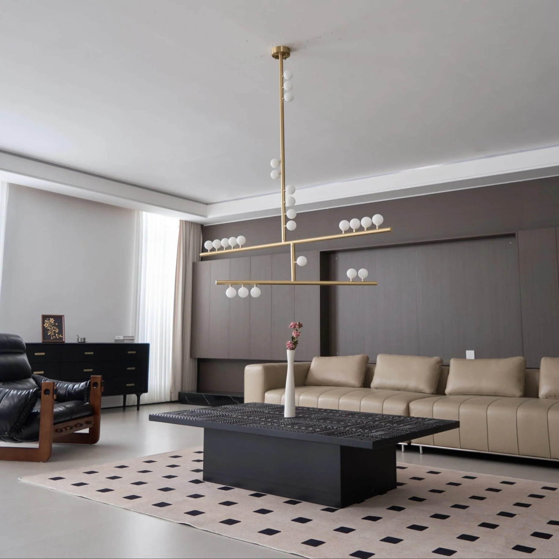 Brass Glass Drop Chandelier - Image 60