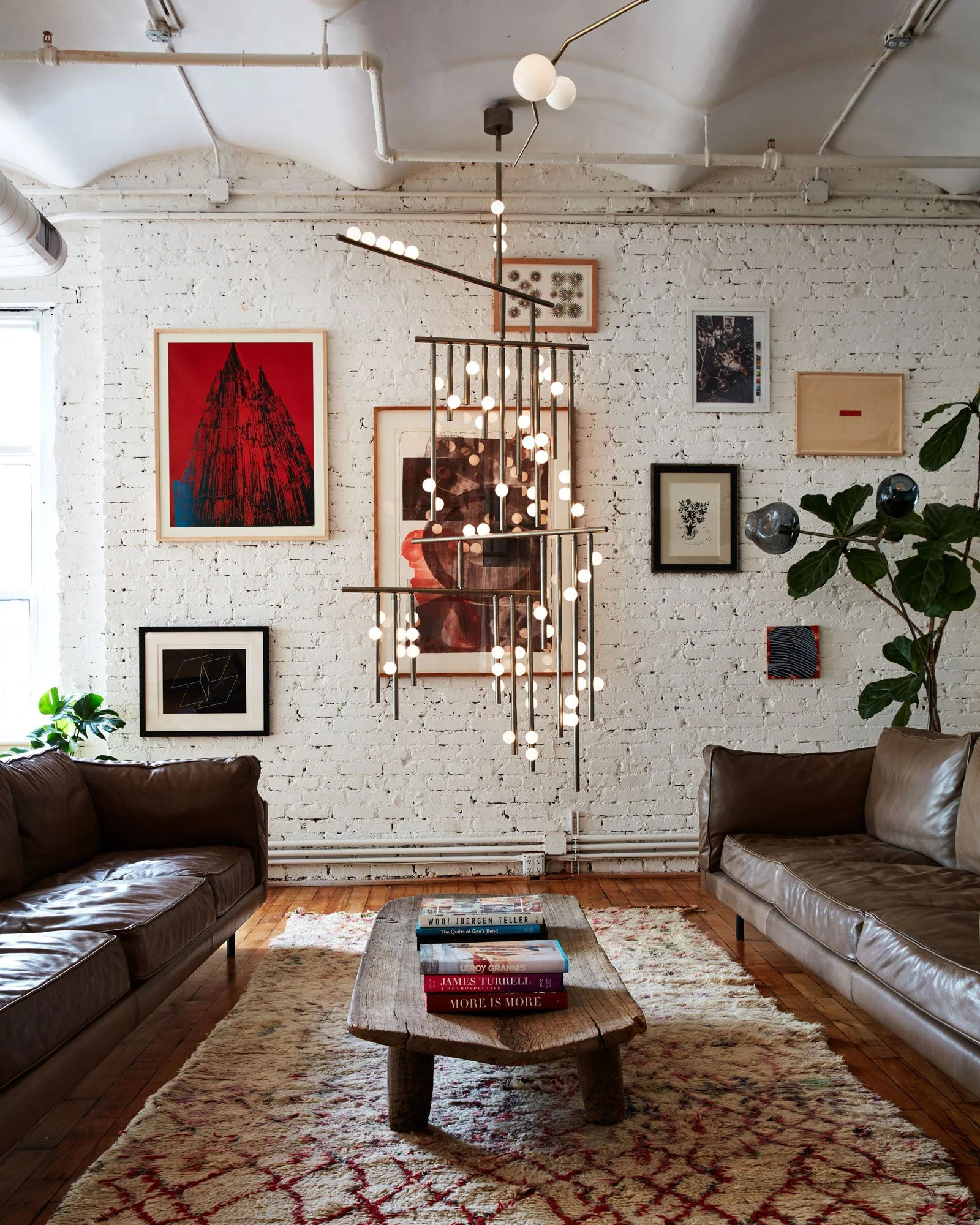 Brass Glass Drop Chandelier - Image 7