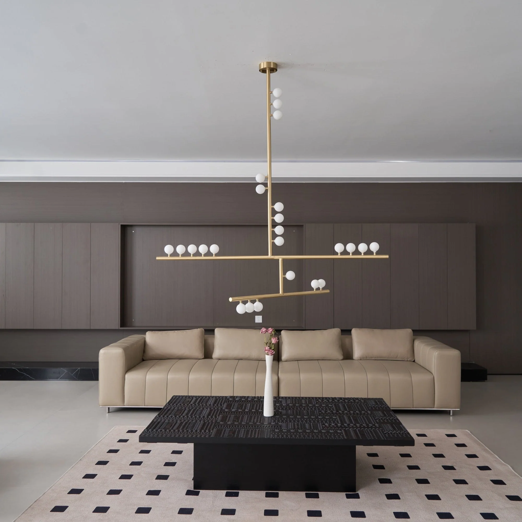 Brass Glass Drop Chandelier - Image 9