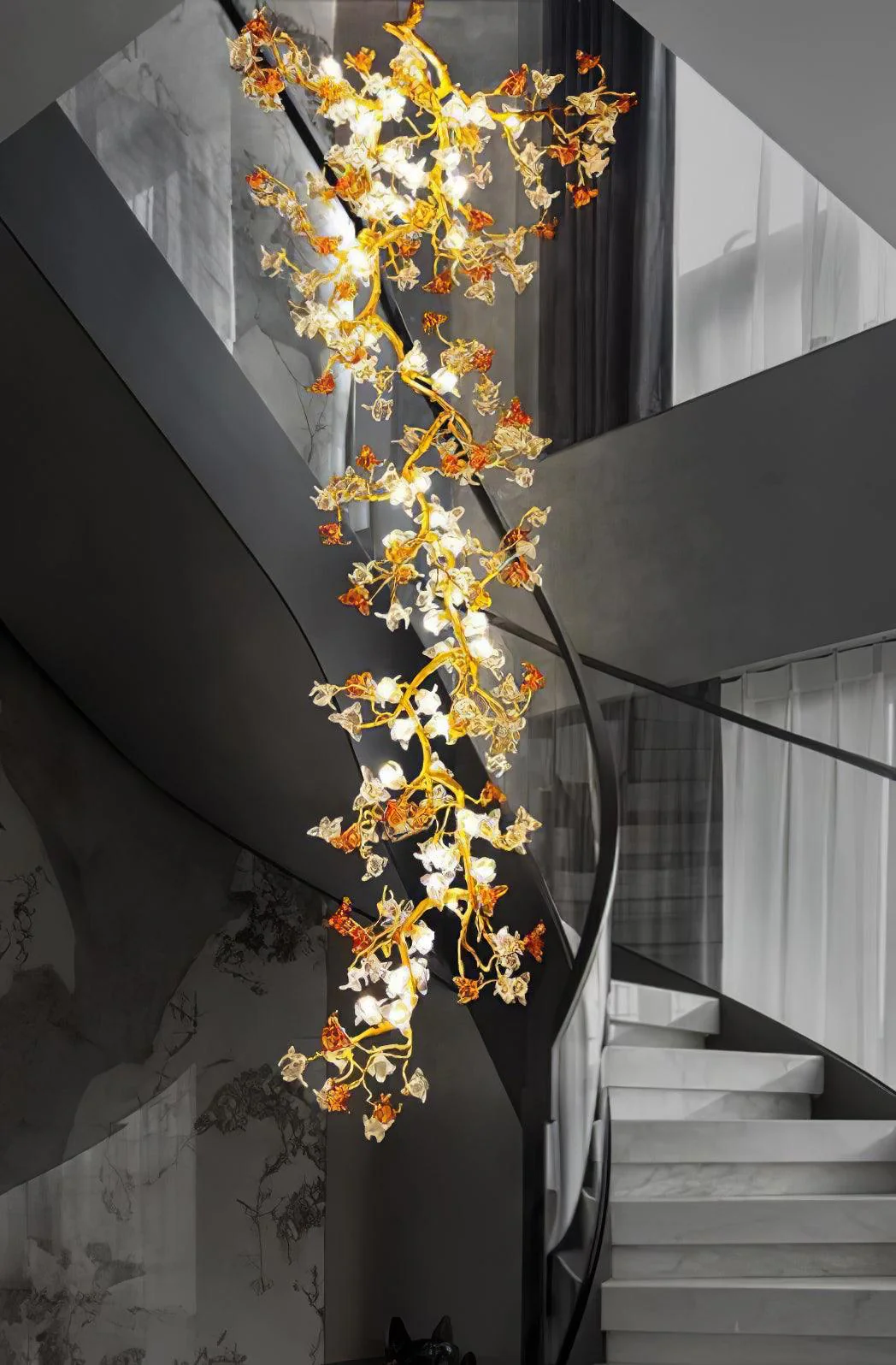 Brass Maple Branch Chandelier - Image 12