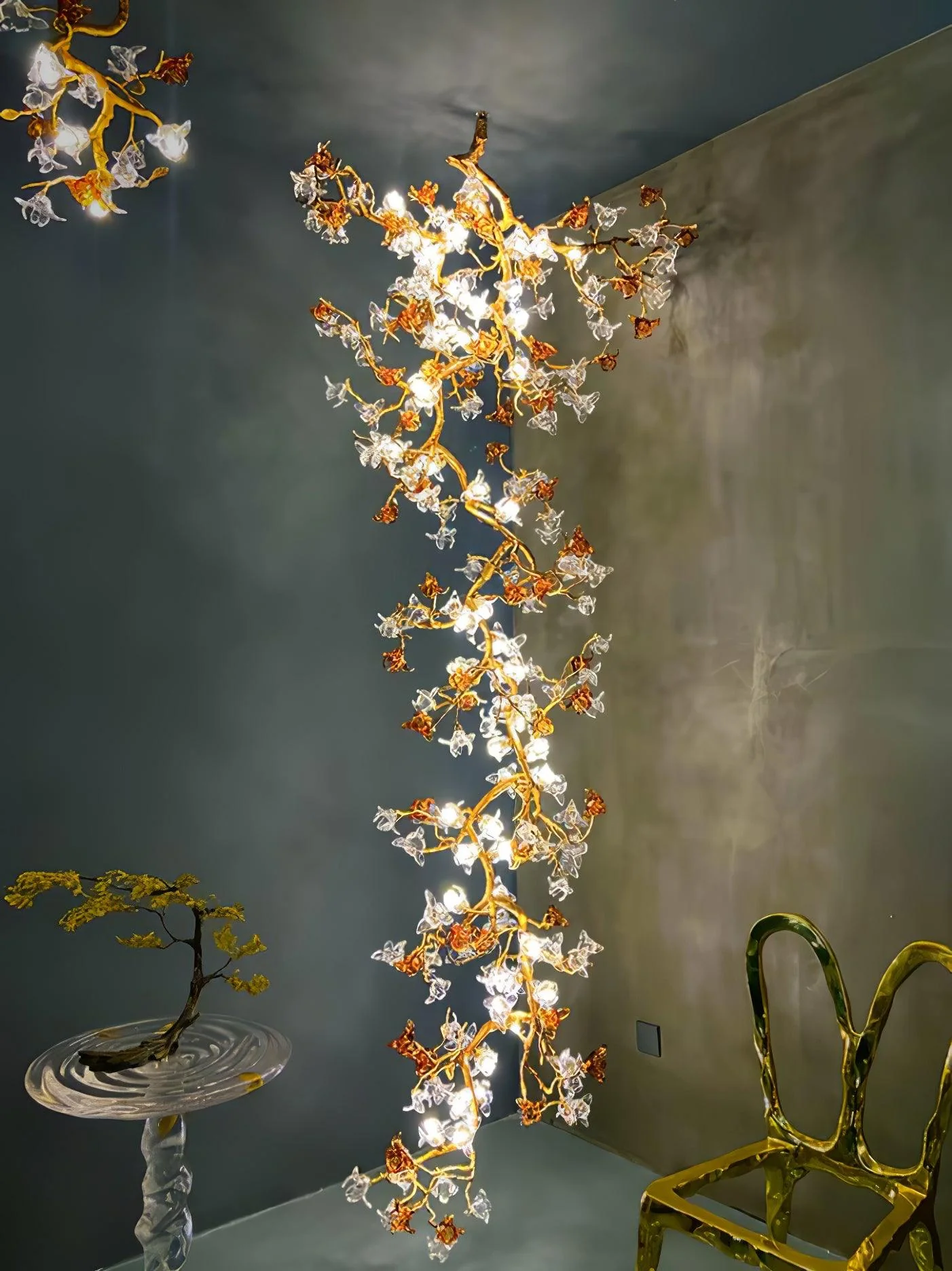 Brass Maple Branch Chandelier - Image 3