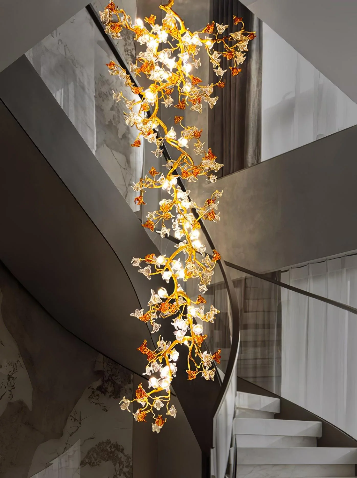Brass Maple Branch Chandelier - Image 4