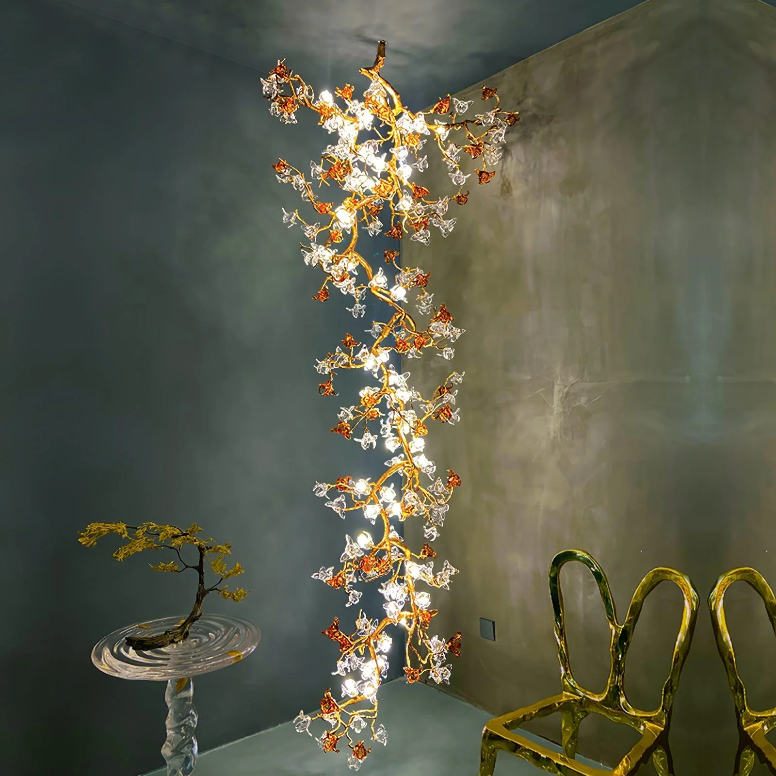 Brass Maple Branch Chandelier - Image 5