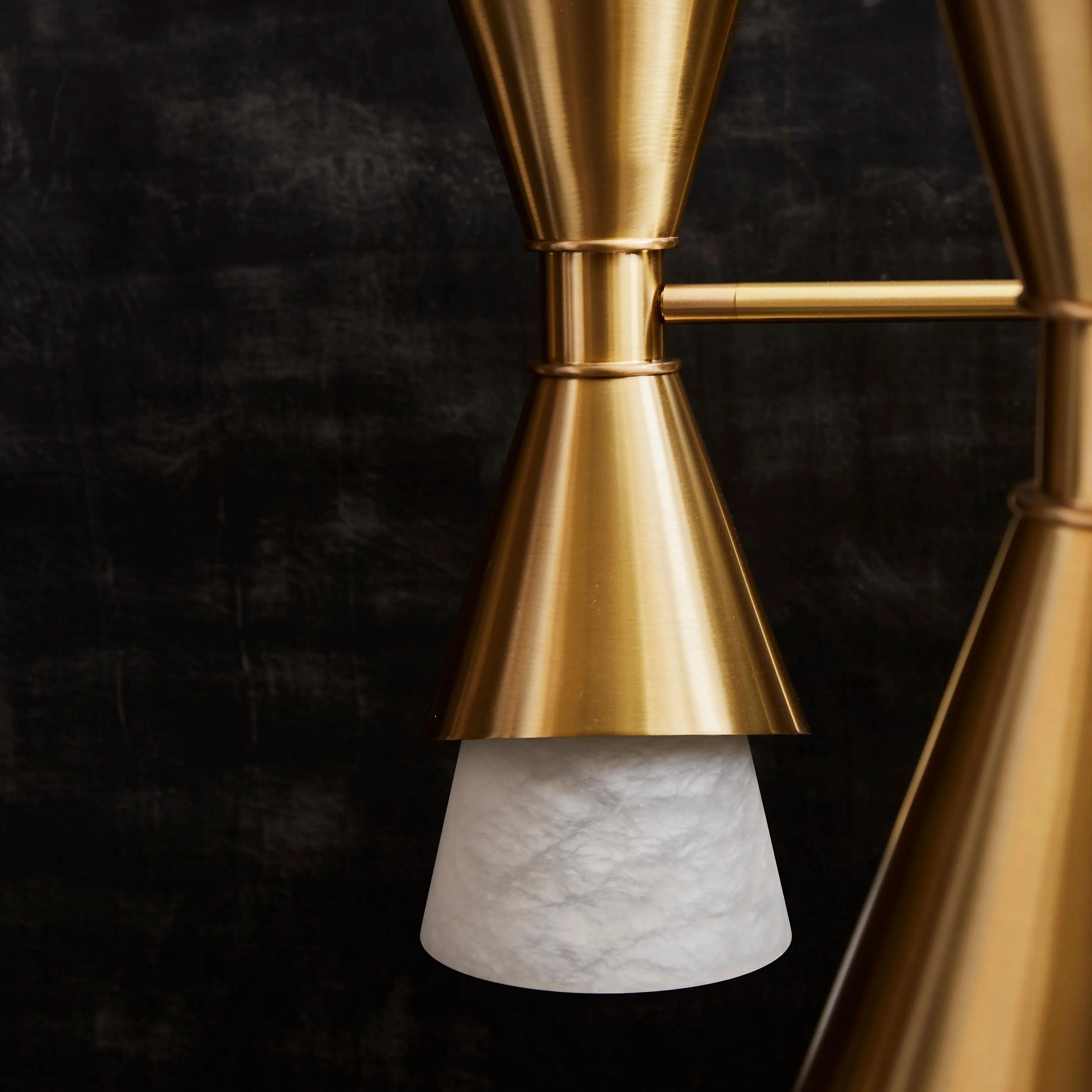 Brass with Alabaster Cones Chandelier - Image 3