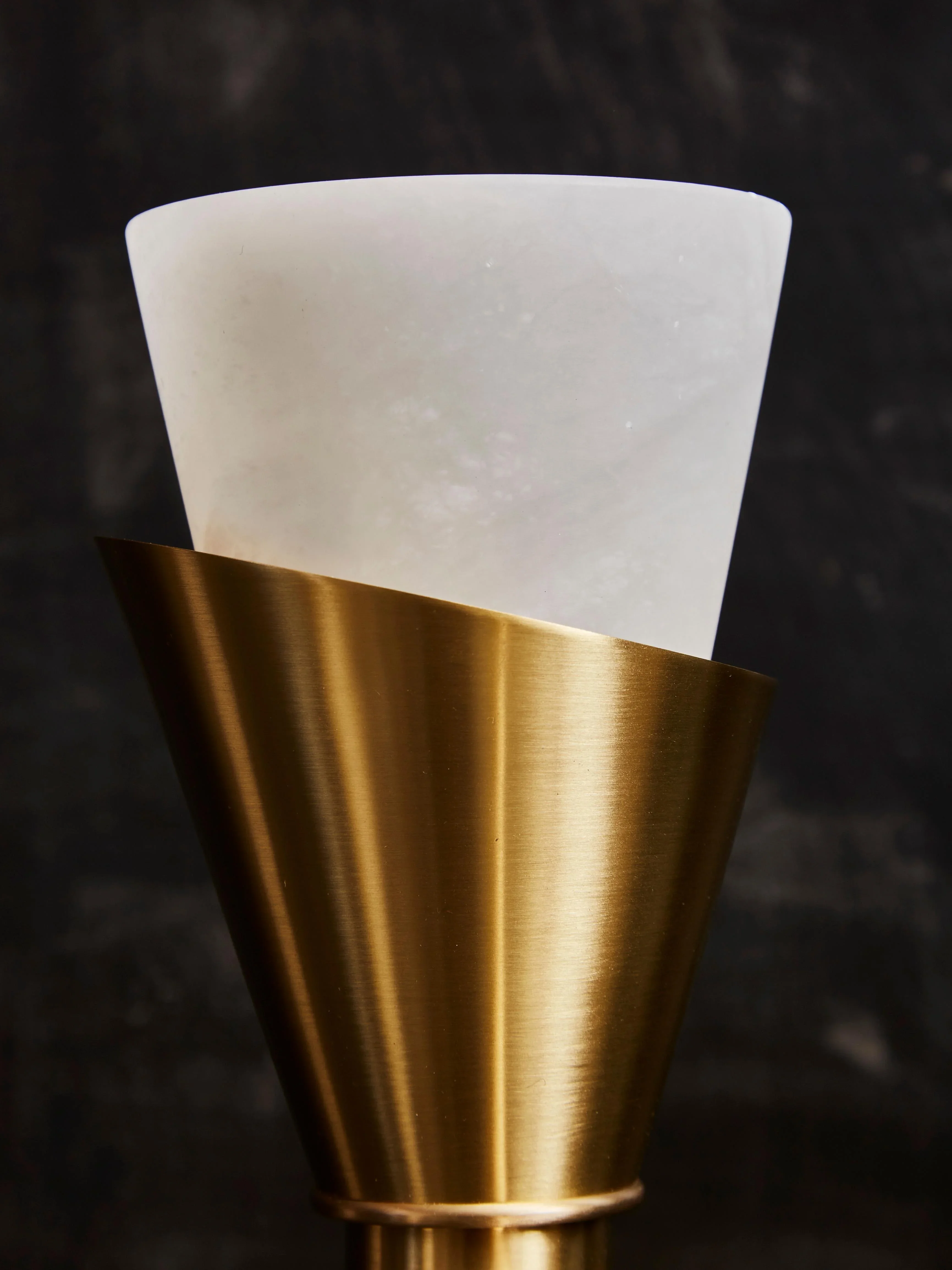 Brass with Alabaster Cones Chandelier - Image 7