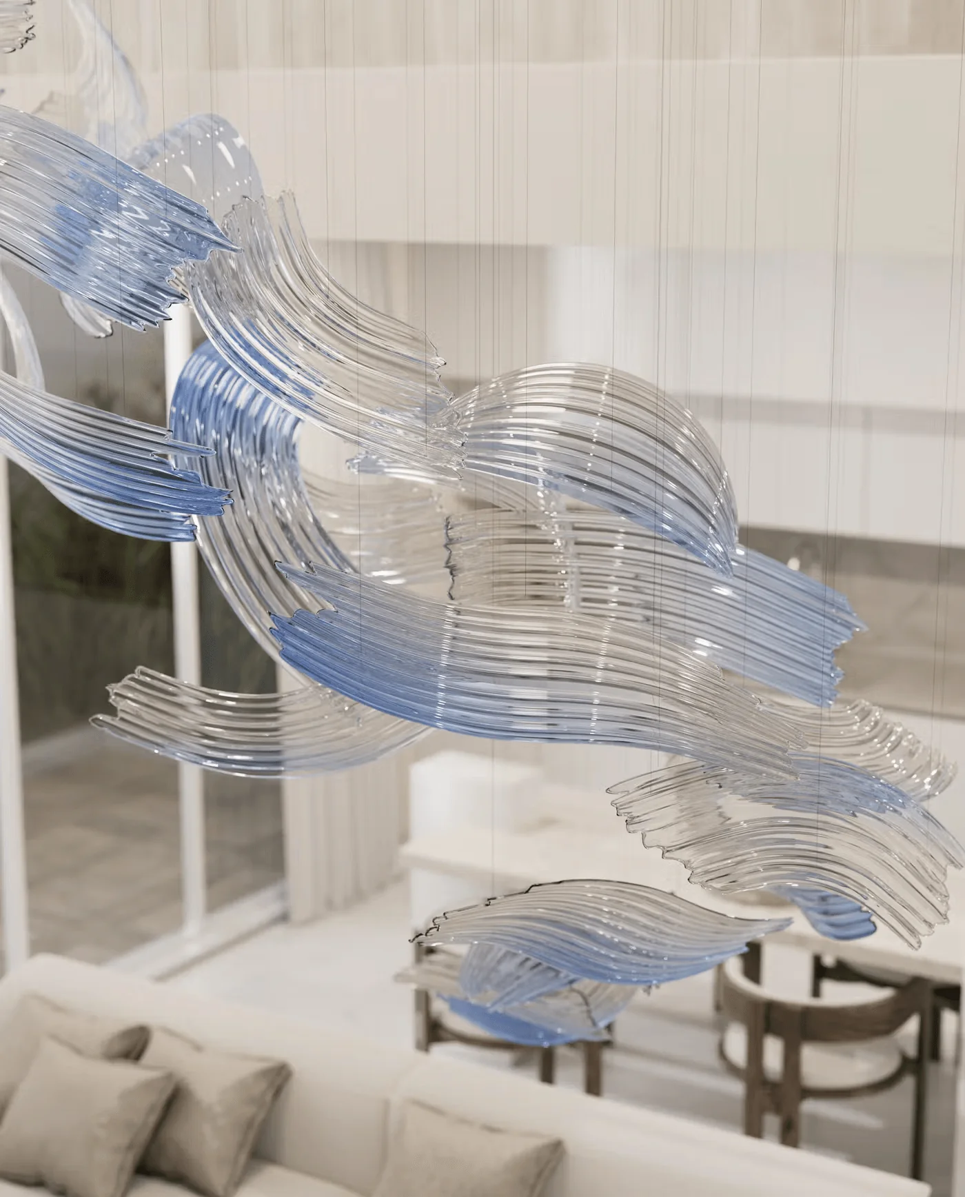Brush Art Glass Chandelier - Image 10