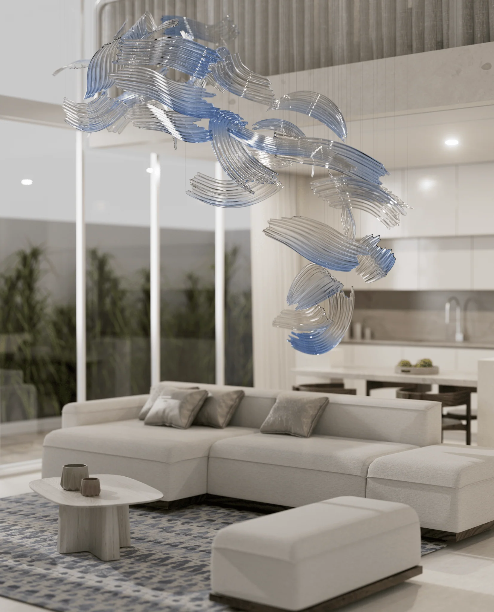 Brush Art Glass Chandelier - Image 11