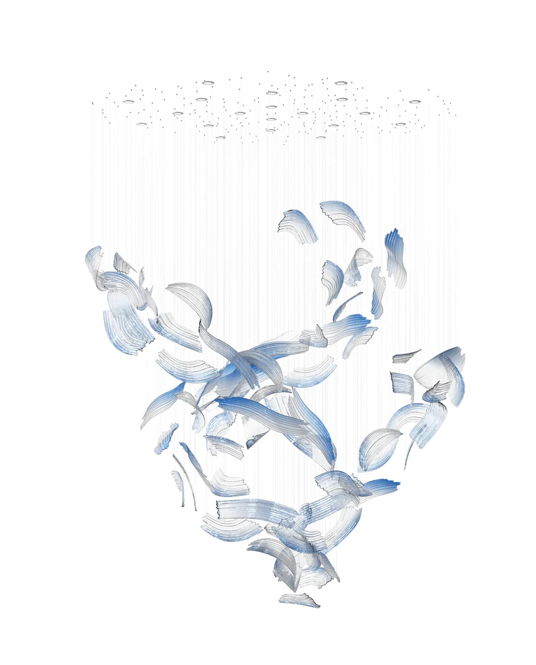 Brush Art Glass Chandelier - Image 13