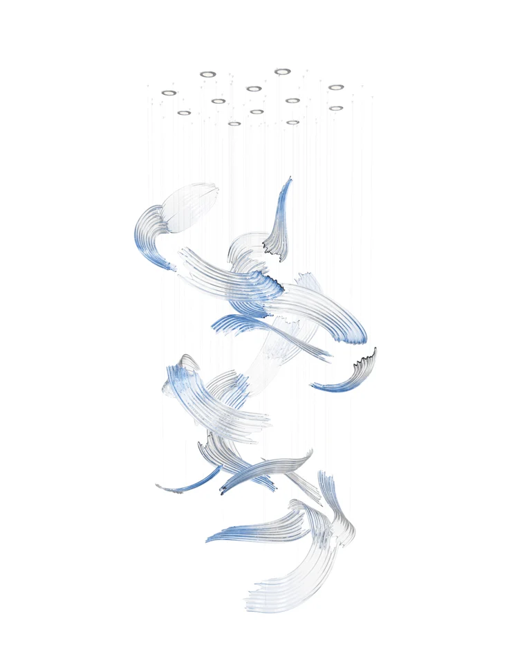 Brush Art Glass Chandelier - Image 3