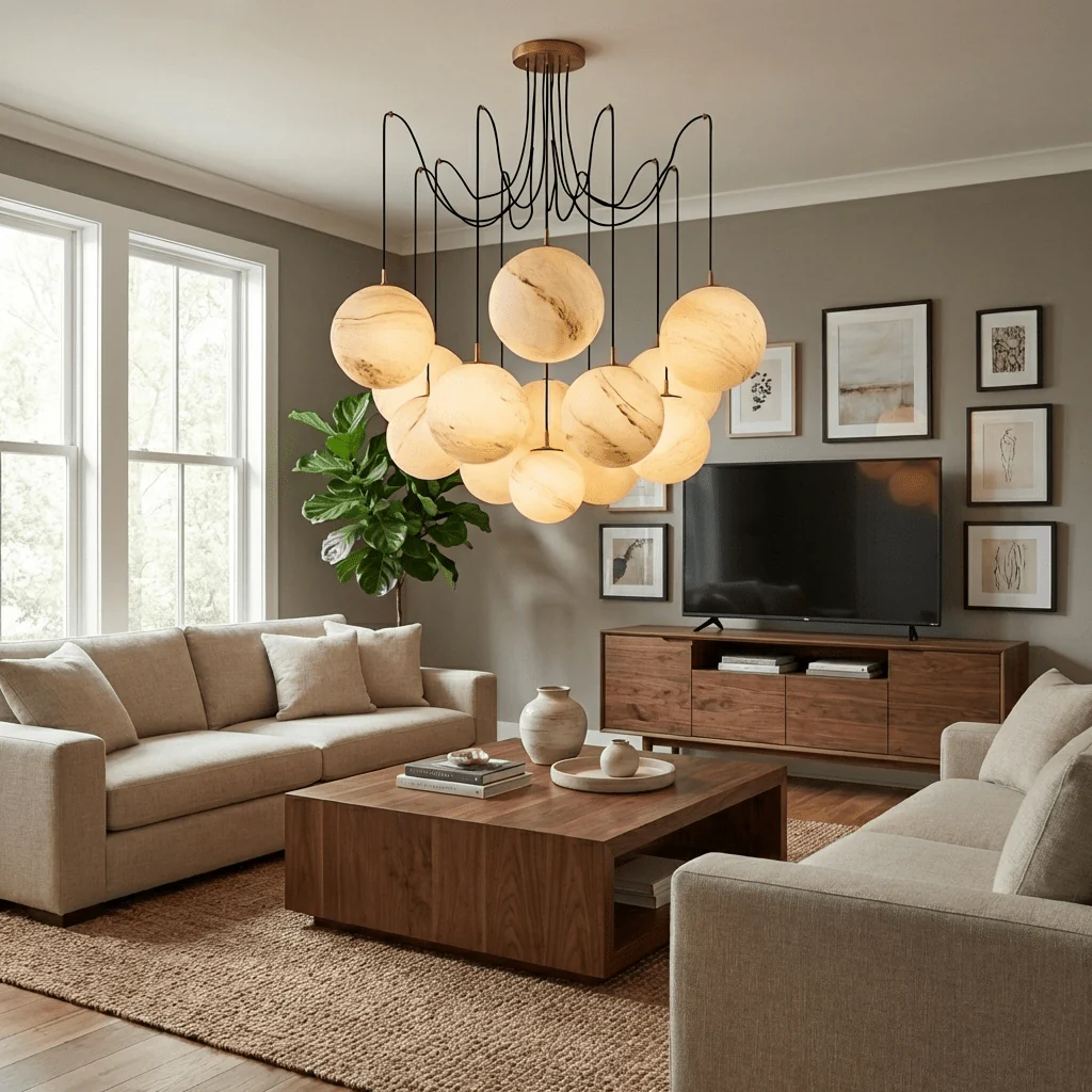 Celestara Alabaster Orb Chandelier - Image 3
