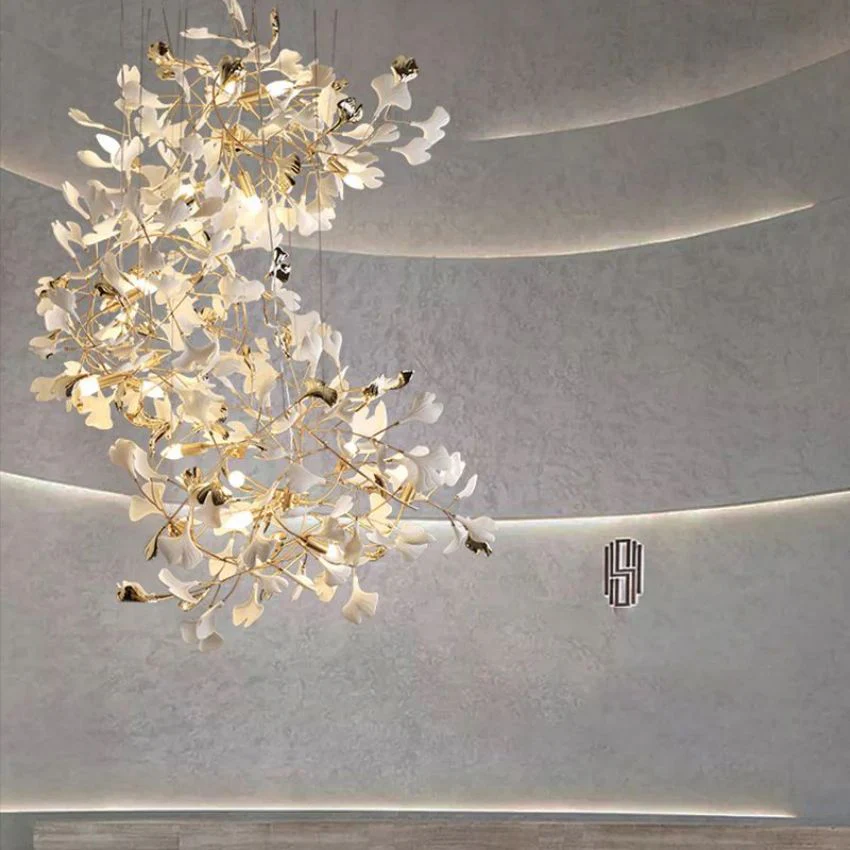 Ceramic Gingko Staircase Branch Chandelier - Image 3