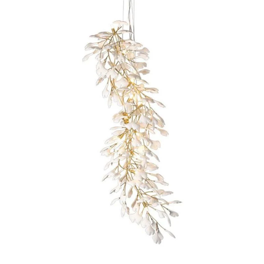 Ceramic Gingko Staircase Branch Chandelier - Image 6