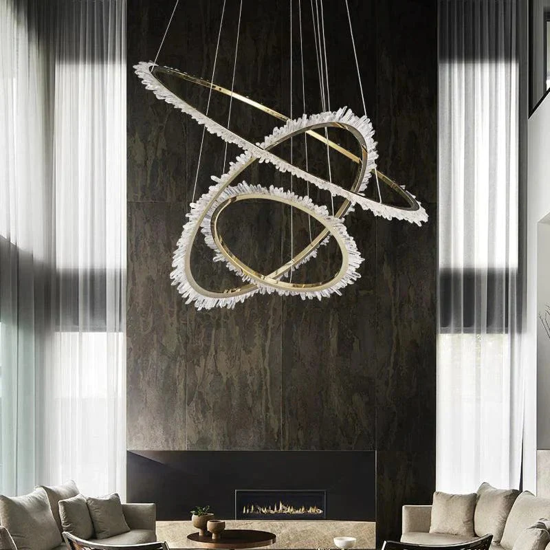 Cervine Modern Rock Crystal Ring Round Chandelier Cluster - Image 3