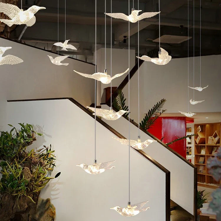 China Manufacturer Restaurant Custom Project Luxury Acrylic Stair Led Chandelier Lamp - Image 3
