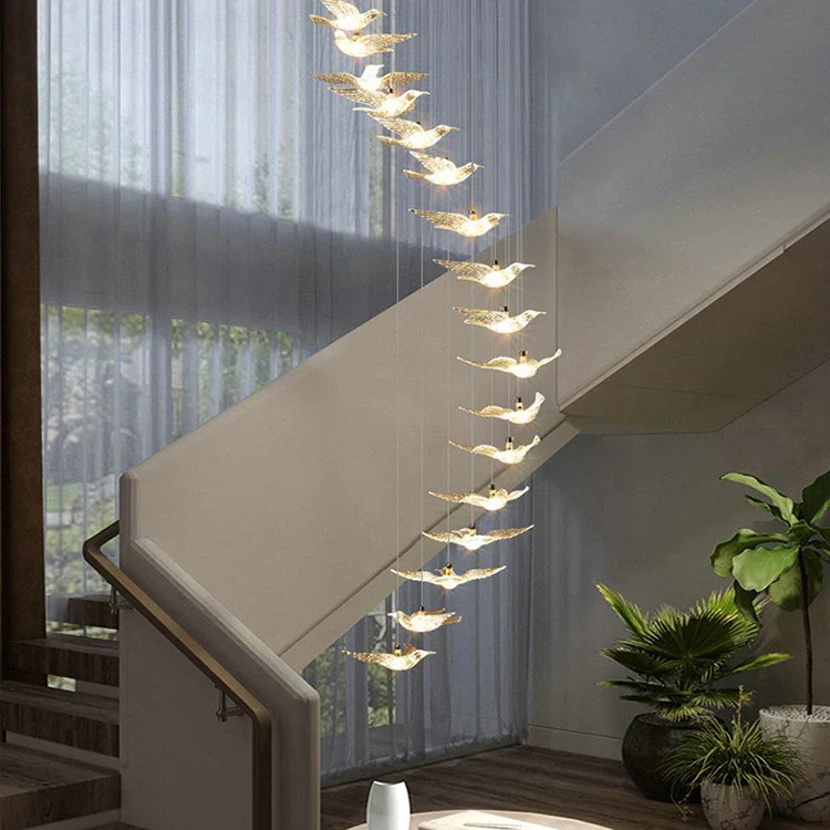 China Manufacturer Restaurant Custom Project Luxury Acrylic Stair Led Chandelier Lamp - Image 5