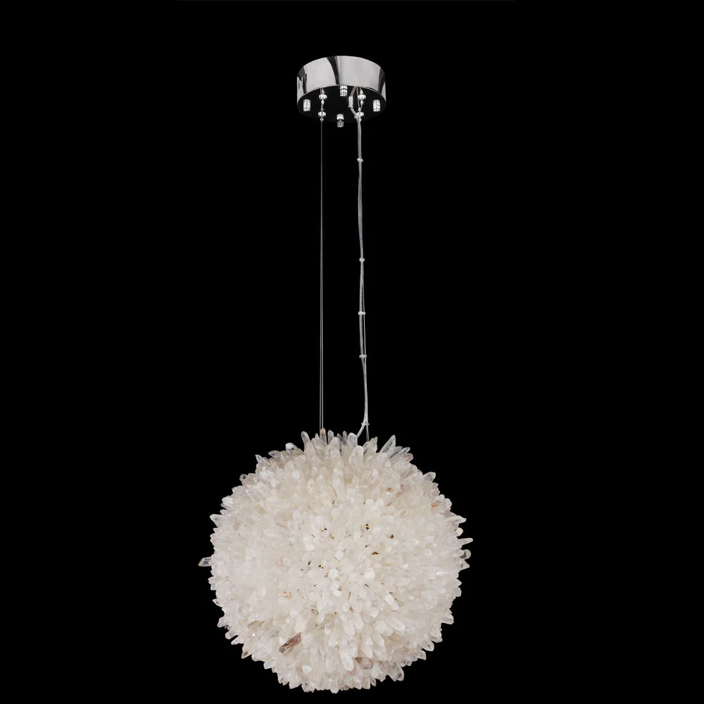 Clear Geode Quartz Crystal Ball Modern Pendant Light - Image 2