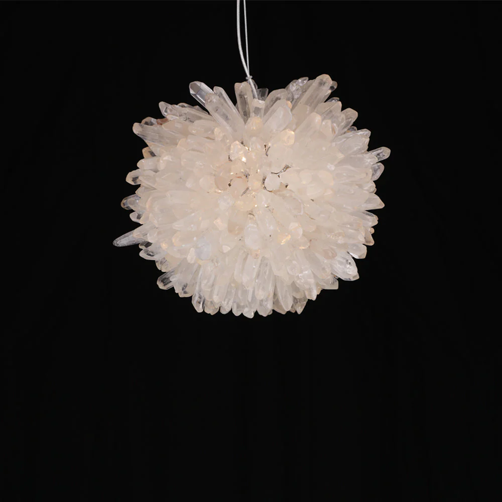 Clear Geode Quartz Crystal Ball Modern Pendant Light - Image 4