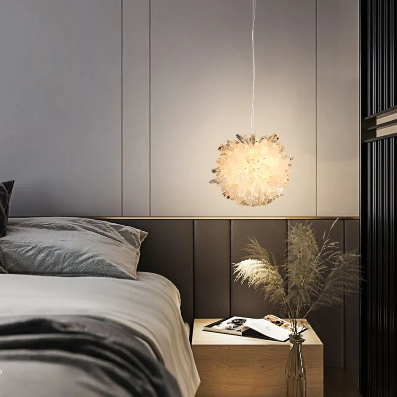Clear Geode Quartz Crystal Ball Modern Pendant Light - Image 9