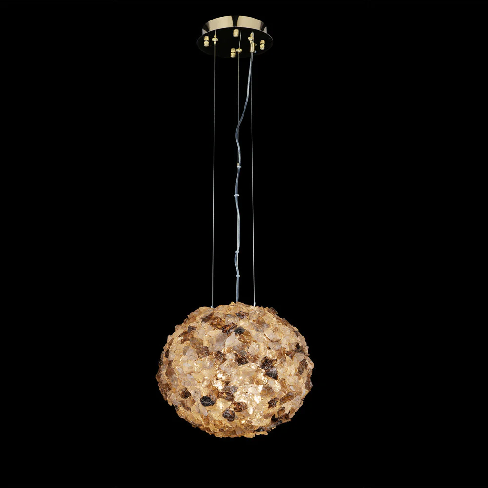 Modern Clear & Smoky Rock Crystal Ball Pendant Light - Image 4
