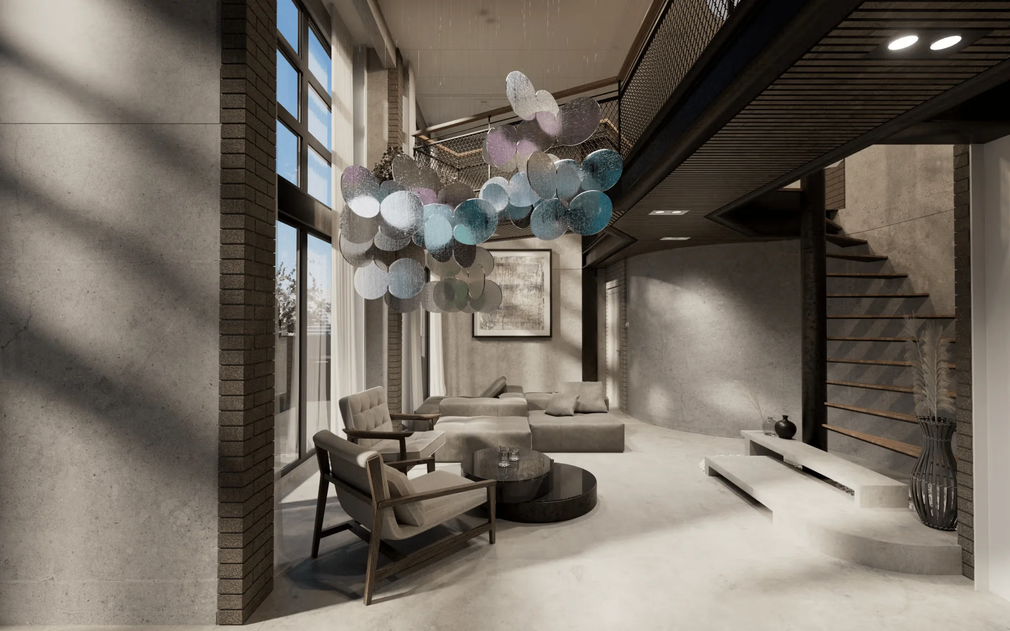 Clouds Iridescent Disc Chandelier - Image 5
