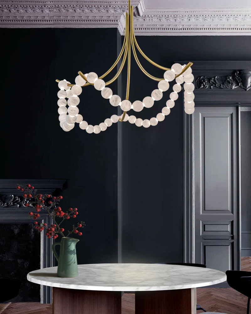 Cluster String Alabaster Beads Semi Flush Chandelier - Image 10