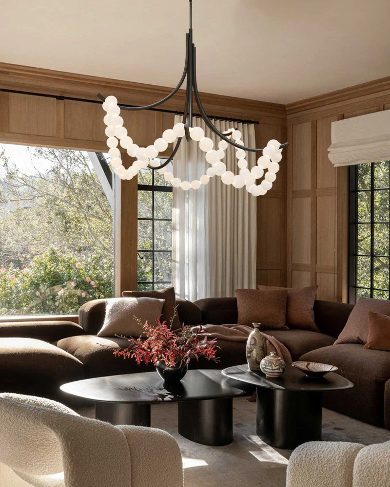 Cluster String Alabaster Beads Semi Flush Chandelier - Image 2