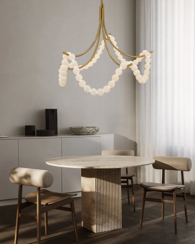 Cluster String Alabaster Beads Semi Flush Chandelier - Image 3