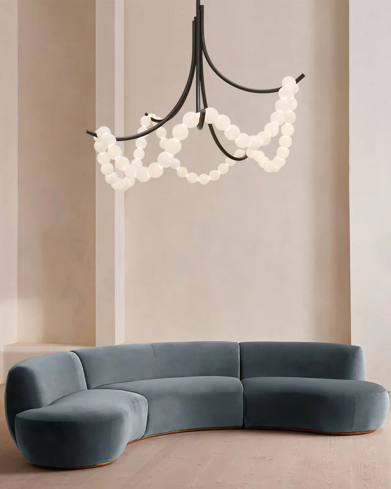 Cluster String Alabaster Beads Semi Flush Chandelier - Image 4