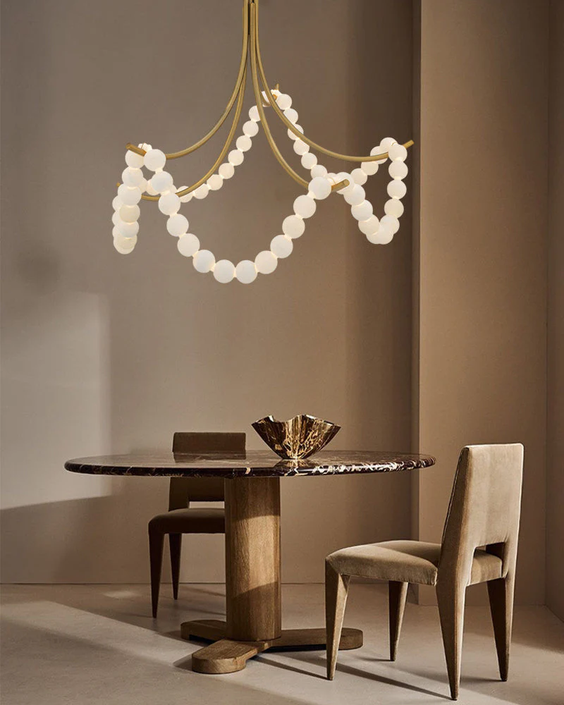 Cluster String Alabaster Beads Semi Flush Chandelier - Image 5