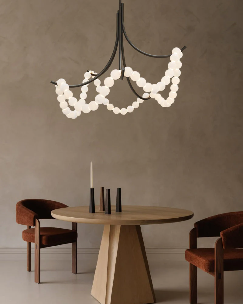 Cluster String Alabaster Beads Semi Flush Chandelier - Image 6
