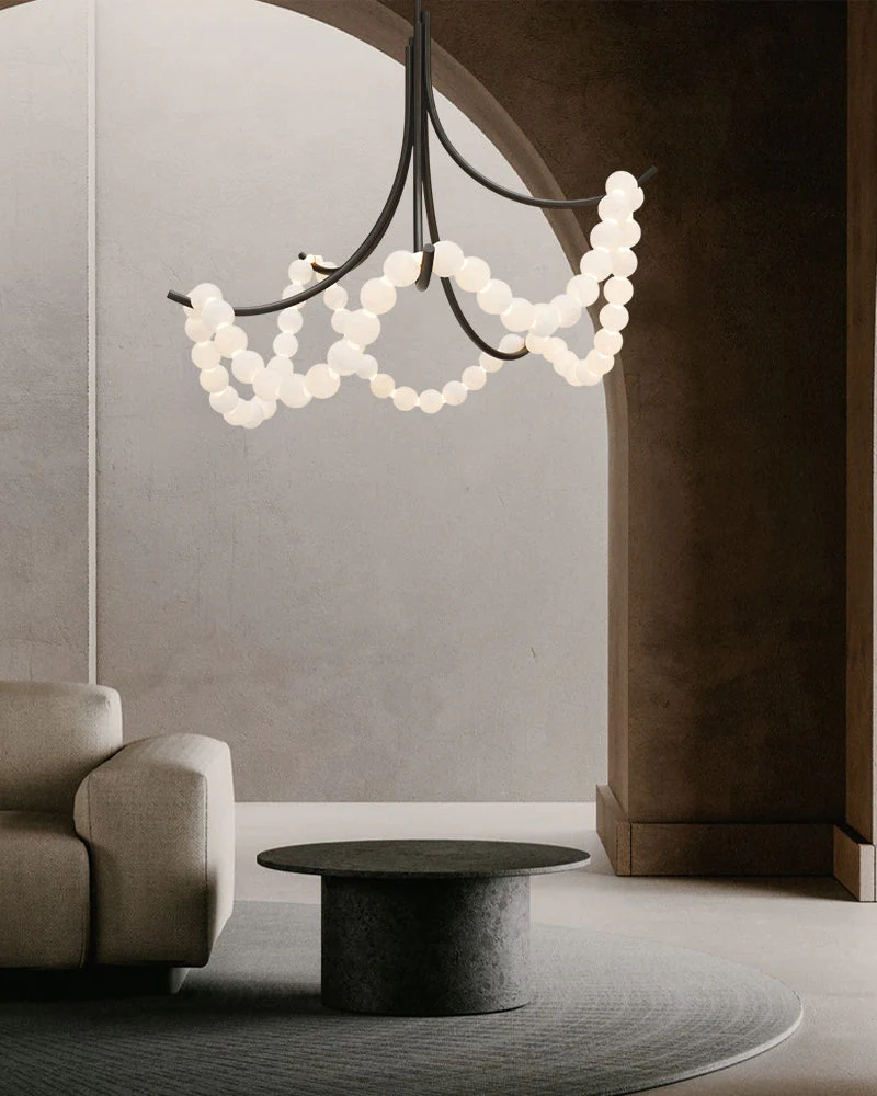 Cluster String Alabaster Beads Semi Flush Chandelier - Image 7