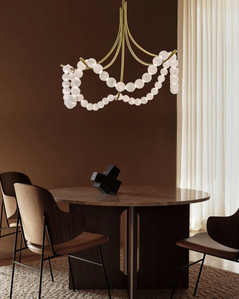 Cluster String Alabaster Beads Semi Flush Chandelier - Image 8