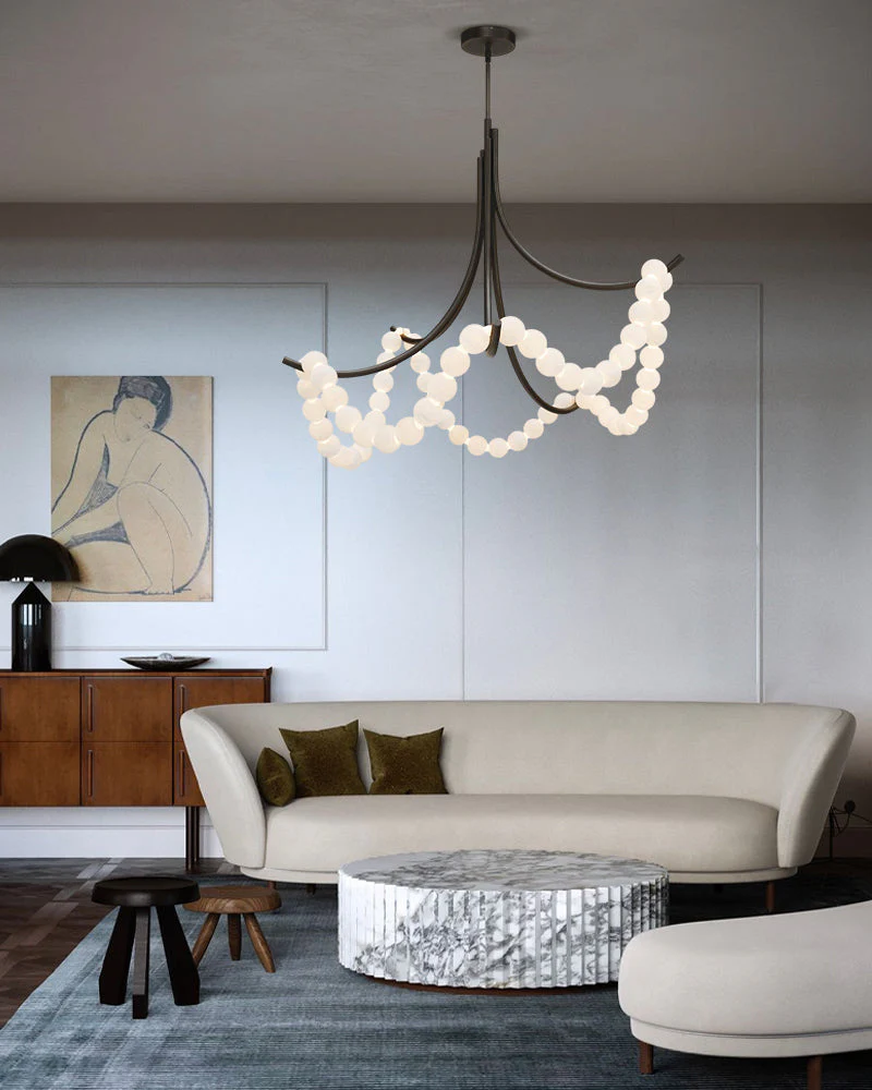 Cluster String Alabaster Beads Semi Flush Chandelier - Image 9
