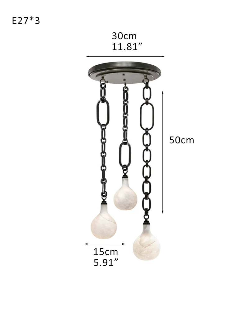 Cluster White Alabaster Globe Pendant Light with adjustable chain - Image 16