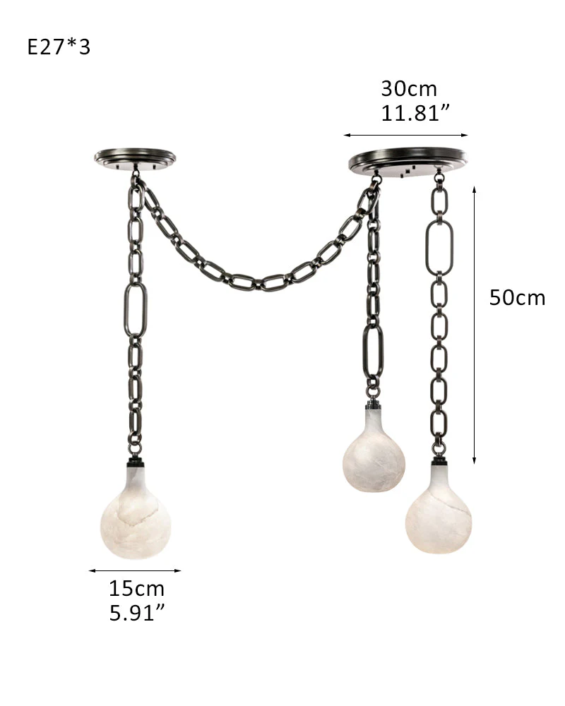 Cluster White Alabaster Globe Pendant Light with adjustable chain - Image 17