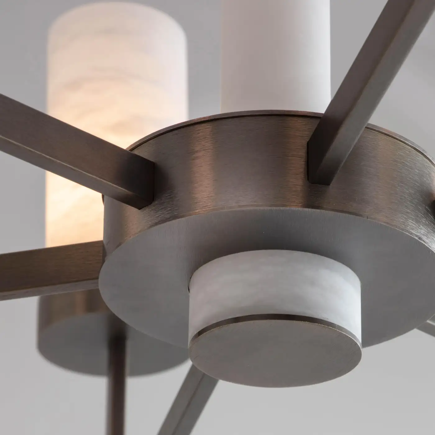 Contemporary  Alabaster 6-arm Compass Chandelier - Image 2