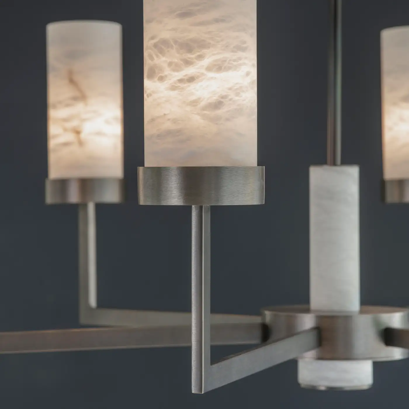 Contemporary  Alabaster 6-arm Compass Chandelier - Image 4